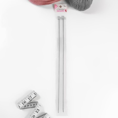 Knitting needles, straight lines, d = 3.5 mm, 35 cm, 2 pcs-2