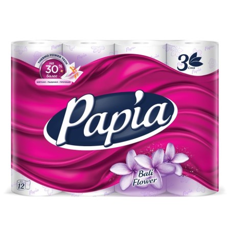 Papia Bali Flower toilet paper, 3 layers, 12 rolls