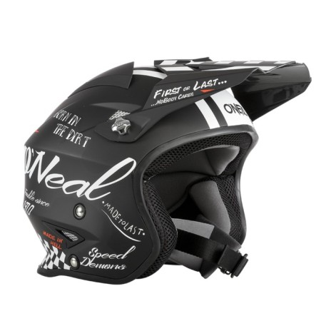 The helmet is open o’neal Slat Torment, matte, size S, black, white-1