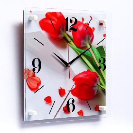 Wall watches: flowers, "tulips", silent, 35 x 35 cm-1