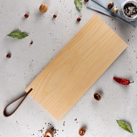 Board Groot of the Origami, for serving and serving, leather handle, array of ash, 45x20 cm-1