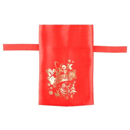 Bag "Gift from Santa Claus", Atlas, with ties, red, 20x30 cm-1