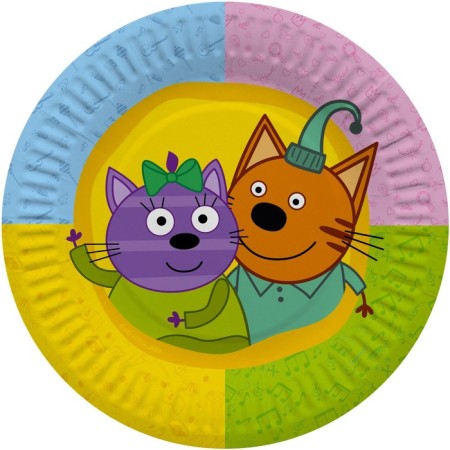 Paper plate "Three cats", in a set of 6 pieces, 18 cm-3