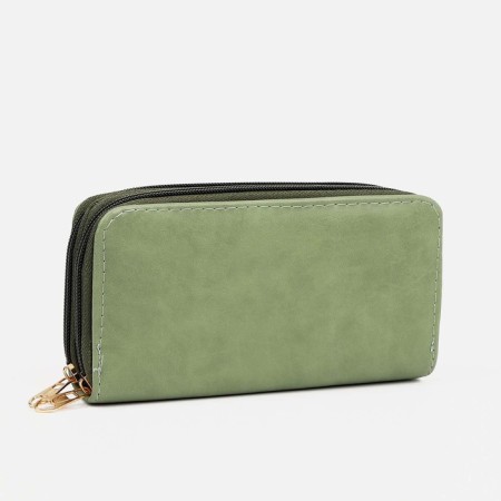 Women's wallet on lightning, department for bills, for cards, for coins, color green