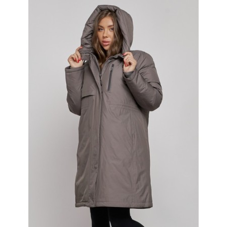 Coat insulated winter female, size 48, dark gray color-5