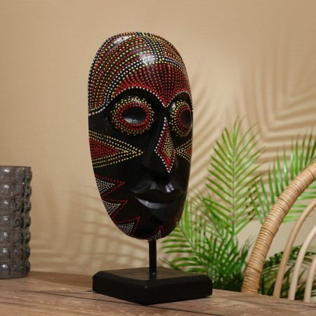 Mask "BU" on a stand, Albezia 20x10x45 cm