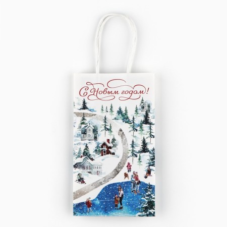 Gift package "Happy New Year", white craft, 12 x 21 x 9 cm, new year-6