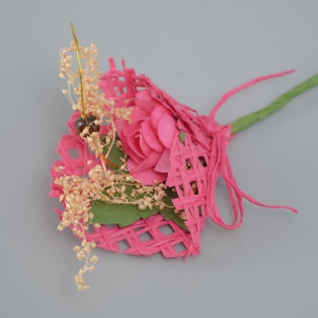 A set of decorative bouquets (12 pcs) "Rose" 5x9 cm, raspberry-2