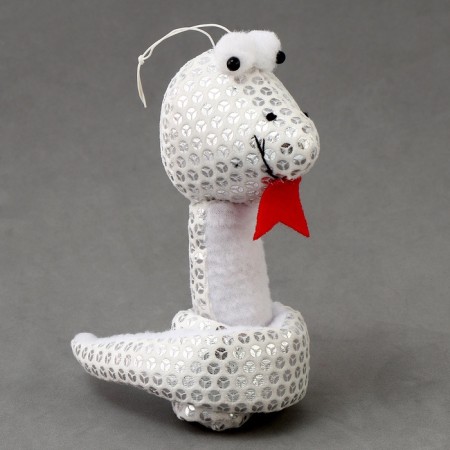 Soft toy "Snake" with sequins, on suspension, 13 cm, silver color-1