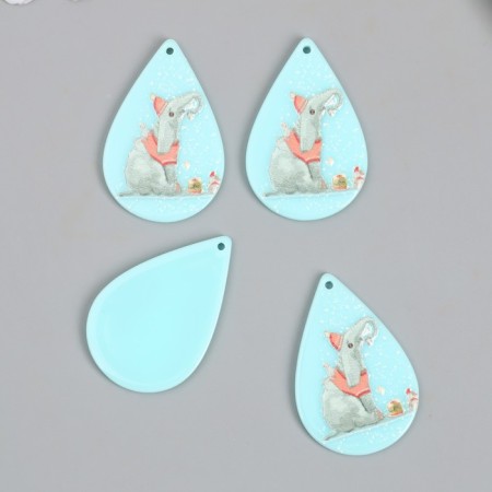 Decor for the work of acrylic "Elephant and mouse with a piece of cake" 0.2x2.6x3.9 cm-1