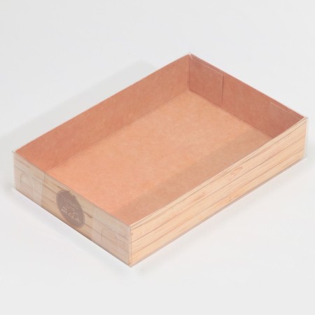 Confectionery packaging, Makarun box with PVC lid, Kraft, 17 x 12 x 3.5 cm-1