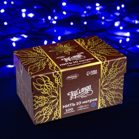 Garland "thread" 10 m, IP44, UMS, dark thread, 100 LED, glow blue, 220 V-9