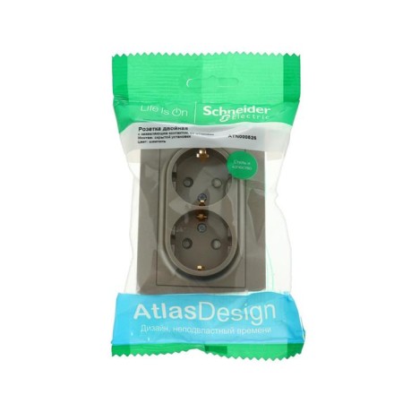 SETLASDESIGN socket, 16 A, double, assembly, with salary, with curtains, shampan color-2