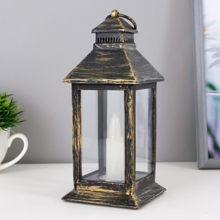 Nightlight 48119/1 "candle" batteries 3haaa black with a golden patina 8x8x18 cm Risalux