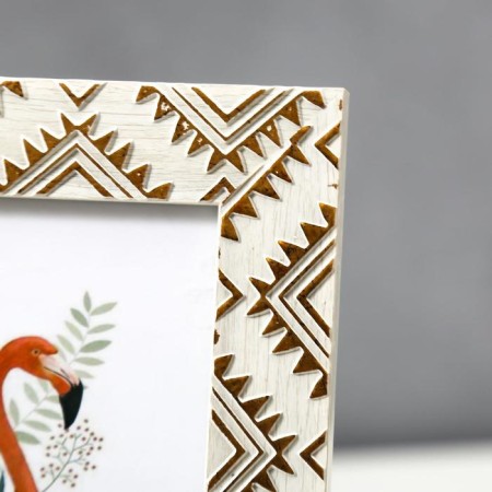 Photo frame plastic 15x20 cm "Golden Indian patterns on gray-beige" 23.5x18.7 cm-2