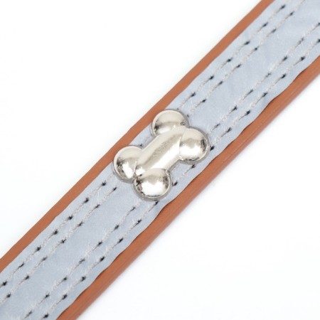 A collar with a reflective strip and bones, 45 x 2 cm, a mix of flowers-5