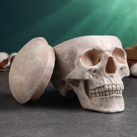 Casket for trifles "Skull" Light Stone, 16x15x22cm-1