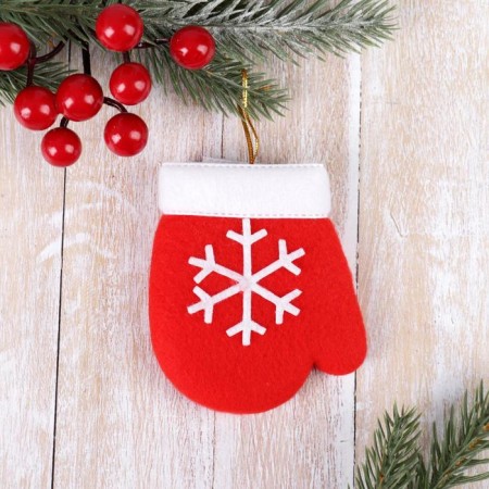 Soft suspension "Mitten with a white snowflake" 8x6 cm, red-1