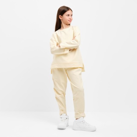 Children's costume (sweatshirt, trousers) minku Milk color, height 158 ​​cm-4