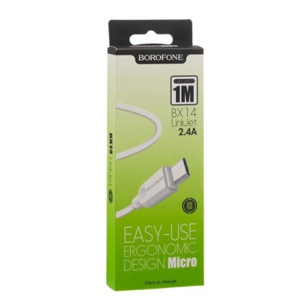 Cable Borofone BX14, Micro USB - USB, 2.4 A, 1 m, white-2