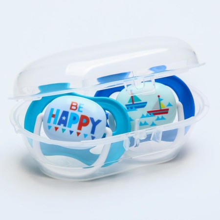 Nipple - dummy Ultra Air Lime, “Be happy / Ship”, 6-18 months, 2 pcs., Blue, blue color-1