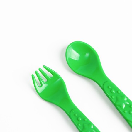 A set of children's dishes "Leopard", a plate on the suction cup 250ml, fork, spoon-5
