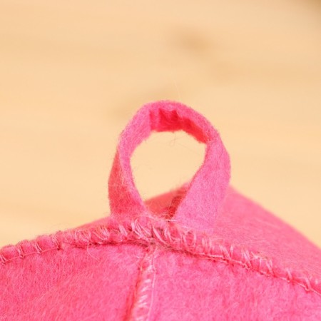 Sheepskin Bath cap, pink felt-1