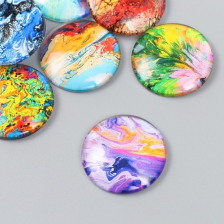 Decor (cabochon) for creativity glass "Natural paints" mix d = 3 cm-1