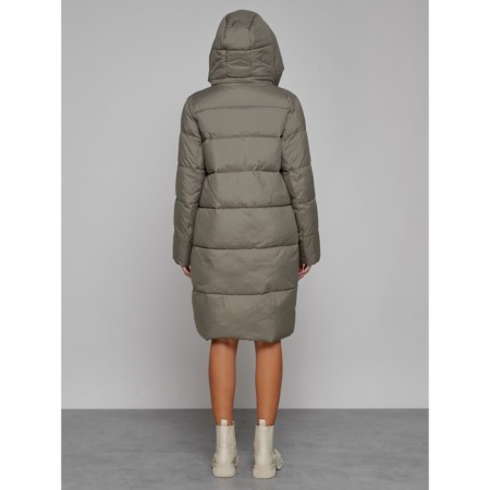 Coat insulated winter female, size 42, khaki color-3