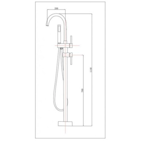Timo Saona 2300/03Y-CR bath mixer, single-leaf, floor, shower, black-1