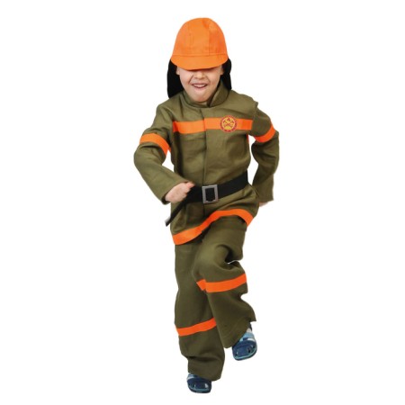 Fireman carnival costume: jacket, trousers, belt, helmet, p. 32–34, height 128–134 cm