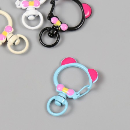 Carabiner Metal with a ring "Bear with a bow" mix 3.4x2.3 cm-2
