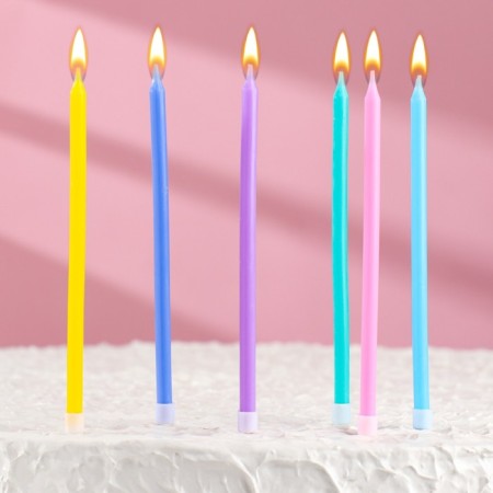 Candles in the cocktail cake "Happy birthday", 6 pcs, 13 cm, high-4