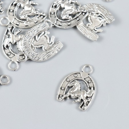 Decor Metal for creativity "Snow and horse" silver 388 2.2x1.7 cm