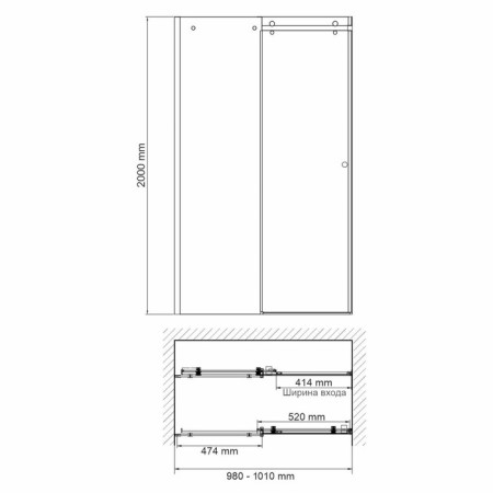 Showing door Wasserkraft Vils 56R12, 1000x2000 mm, transparent, sliding, silver-5