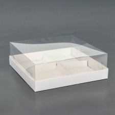Box for mousse cakes 4 pieces, 17x17x6 white