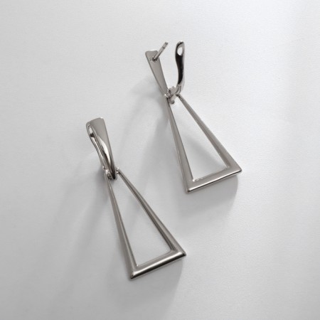 Earrings metal xuping triangle, silver color-1