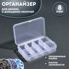 Organizer for decor, mobile cells, 8 cells, 10.6 × 6.5 × 2.3 cm, the color is transparent