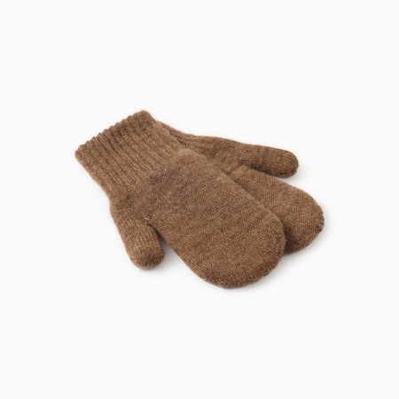 Baby mittens made of Mongolian wool, brown color, rr 14