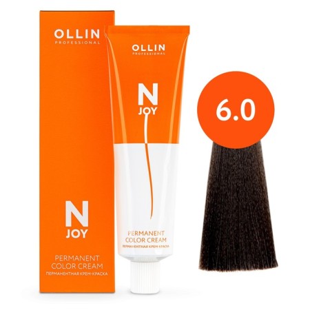 Cream-color hair Permanent Ollin Professional N-Joy, tone 6/0, dark blond, 100 ml