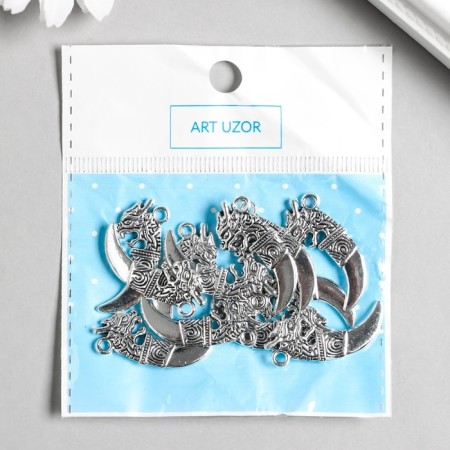 Decor for creativity Metal "Dragon Fang" silver G208B831 2.9x1.3 cm-4