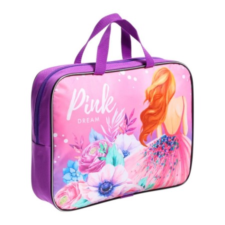 Folder with handles Textile A4, 350 x 270 x 70 mm, calligrata pink Dream-1