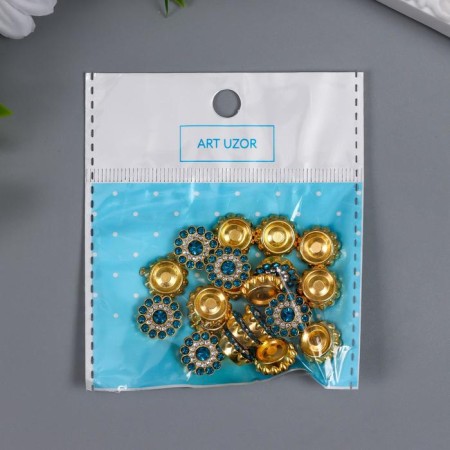 Decor for creativity Plastic "Flower-Solnza blue-green" set of 20 pcs 1.4x1.4 cm-3