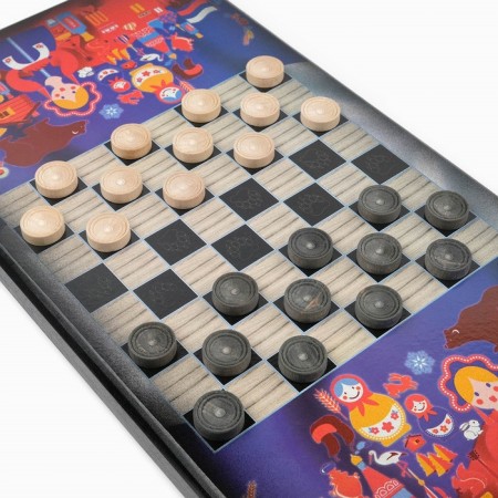 NARDS "Bear with a balalaika", wooden board 60 x 60 cm, with a field for playing checkers-2