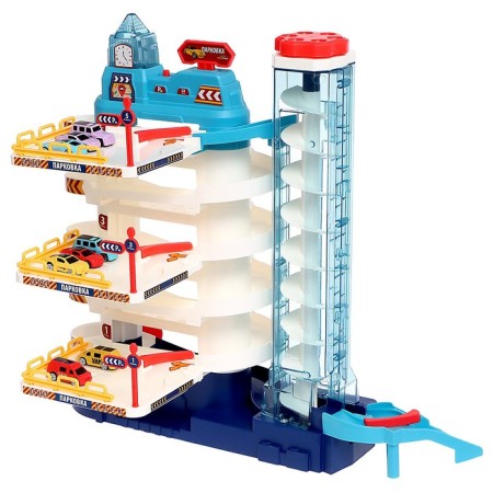 Parking "City", with an elevator, 5 levels, 8 cars, light and sound effects-5