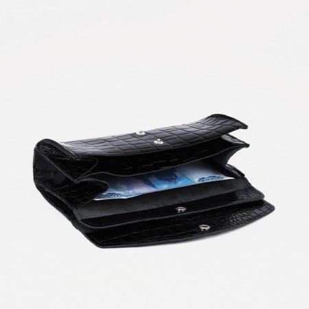 Women's wallet on the button, black color-3