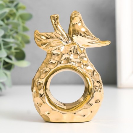Souvenir Ceramics "Bird on a pear" Gold 6.8x3.7x10.3 cm