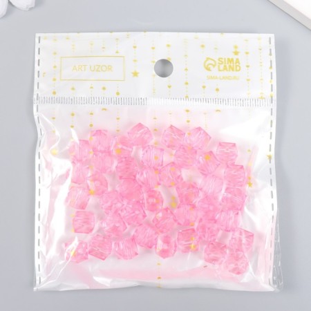 Plastic beads "Crystal polyhedron. Neon-pink" Transparent set of 20 g 1x1x1 cm-3