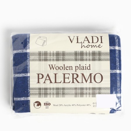 Palermo plaid 140x200cm, white/blue, wool 20%, pan 40%, polyester 40%-3