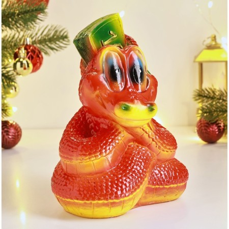 New Year. Symbol 2025. Piggy bank "Snake with a bill" 20x16cm, red-1